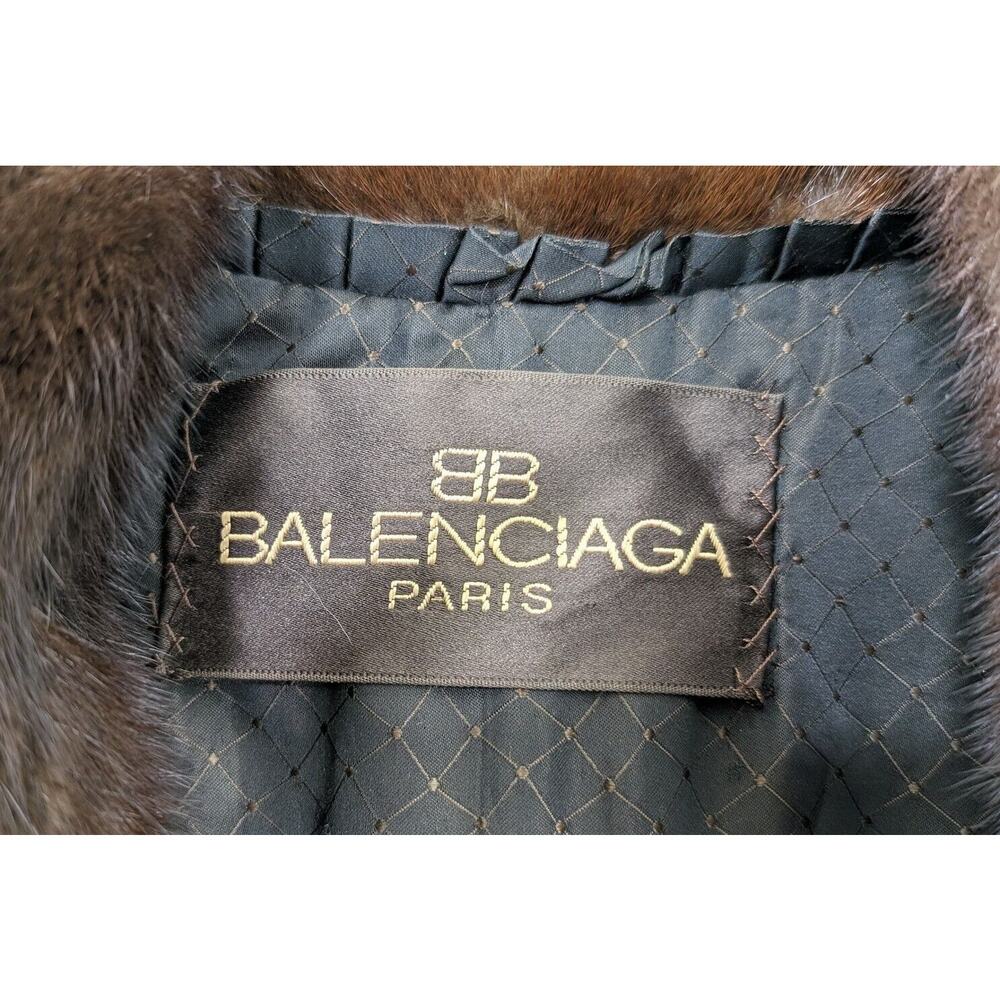 Vintage Mink Coat Balenciaga Full Length Long Brown Women's Size Large - Picture 6 of 15
